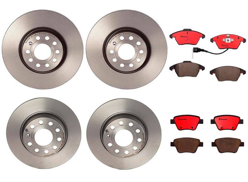 Audi Brake Kit Pads & Rotors Front and Rear (312mm/272mm) (Ceramic) 8J0698151C Brembo